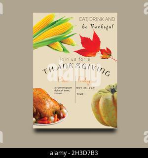 Thanks Giving Invitation Card Stock Vector