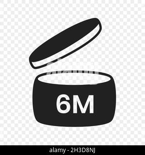 6m period after open pao icon sign flat style design vector illustration isolated on transparent background. Stock Vector