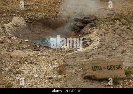 Litli Geysir in Haukadalur geothermal area at Strokkur Geysir on Iceland, Europe Stock Photo