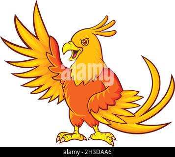 Cartoon phoenix bird on white background Stock Vector