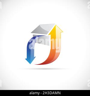 Vector sign domestic heating, house hot and cold air Stock Vector