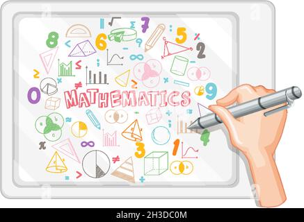 Doodle math formula with Mathematics font illustration Stock Vector