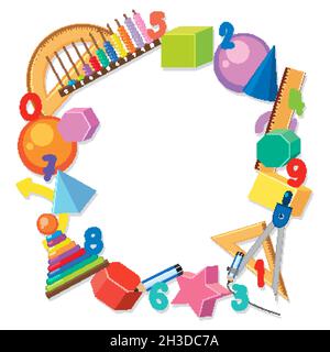 Blank math template with math tools and elements illustration Stock Vector