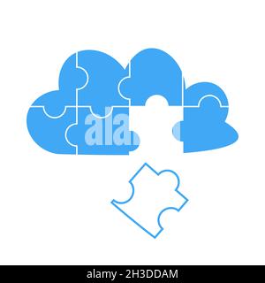 Simple icon cloud puzzle . Simple icon puzzle of the four elements on white background for your web Stock Vector