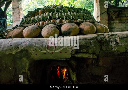 busy rural pottery at west bengal india Stock Photo