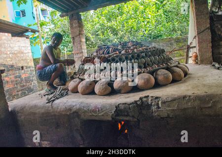 busy rural pottery at west bengal india Stock Photo