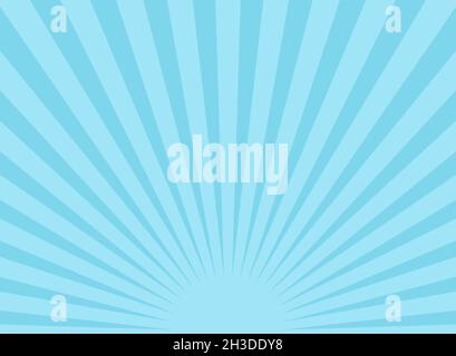 Sunlight wide horizontal background. Blue color burst background. Fantasy Vector illustration. Magic Sun beam ray sunburst pattern background. Retro c Stock Vector