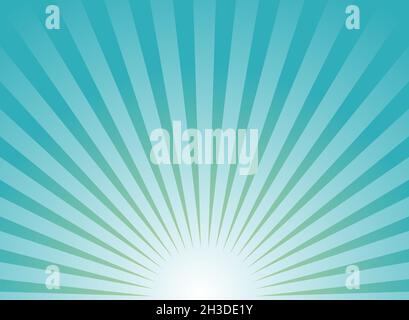 Sunlight wide horizontal background. Blue color burst background. Fantasy Vector illustration. Magic Sun beam ray sunburst pattern background. Retro c Stock Vector