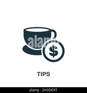 Tips icon. Monochrome sign from restaurant collection. Creative Tips icon illustration for web design, infographics and more Stock Vector