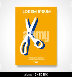 Abstract scissor with shadow. Concept for recession or credit crisis or tailoring. Retro vector background and illustration. Abstract design template Stock Vector