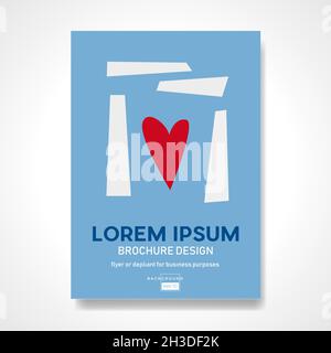 Building of hospital with a heart inside. Retro vector background and illustration. Abstract design template for brochures, flyers, magazine, business Stock Vector