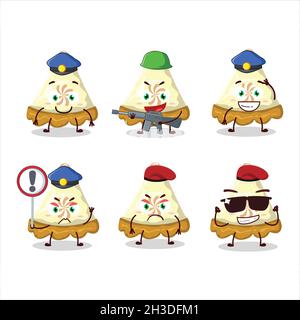 A dedicated Police officer of slice of lemon meringue pie mascot design style. Vector illustration Stock Vector