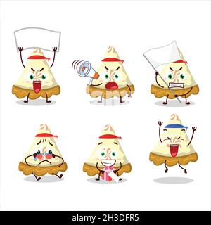 Mascot design style of slice of lemon meringue pie character as an attractive supporter. Vector illustration Stock Vector