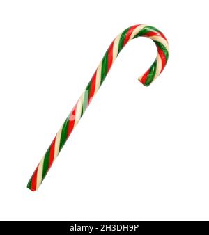 Candy cane stridped red and green isolated over white Stock Photo