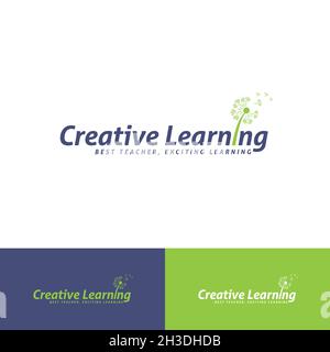 Creative Learning Education Summer camp logo design Stock Vector
