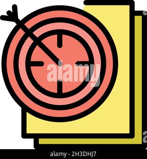 Arrow in the target documents icon. Outline arrow in the target documents vector icon color flat isolated Stock Vector