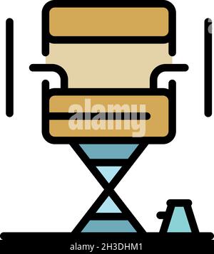 Directors chair icon. Outline directors chair vector icon color flat isolated Stock Vector