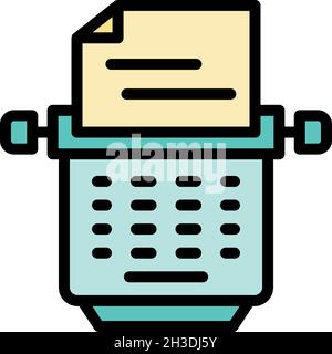 Typewriter icon. Outline typewriter vector icon color flat isolated Stock Vector