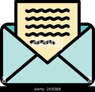 Letter from the envelope icon. Outline letter from the envelope vector icon color flat isolated Stock Vector
