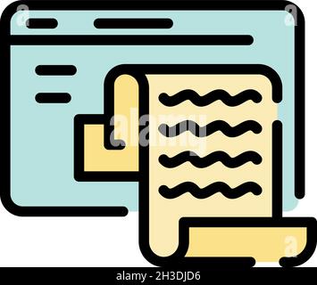 Text document in app window icon. Outline text document in app window vector icon color flat isolated Stock Vector