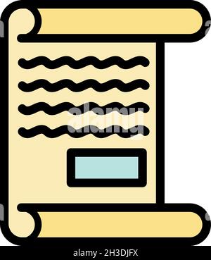 Handwritten document icon. Outline handwritten document vector icon color flat isolated Stock Vector