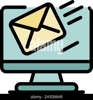Email on display icon. Outline email on display vector icon color flat isolated Stock Vector