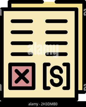 Questionary paper icon. Outline questionary paper vector icon color flat isolated Stock Vector