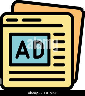 Advertisment pages icon. Outline advertisment pages vector icon color flat isolated Stock Vector