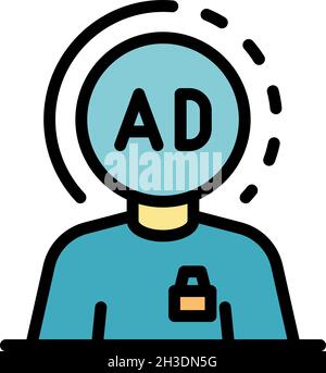 Marketing expert and ad icon. Outline marketing expert and ad vector icon color flat isolated Stock Vector