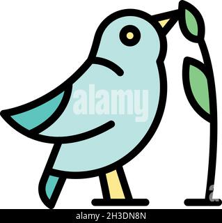 Quail icon. Outline quail vector icon color flat isolated Stock Vector