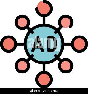 Ad mind map icon. Outline ad mind map vector icon color flat isolated Stock Vector
