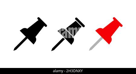 Push pin icon set simple design Stock Vector