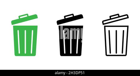Trash bin icon set simple design Stock Vector