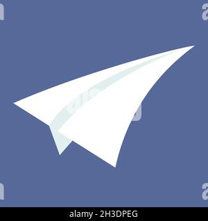 Flying paper airplane. Handmade object in flat style. Stock Vector