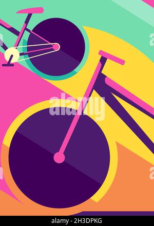 Poster with road bike. Placard design in flat style. Stock Vector
