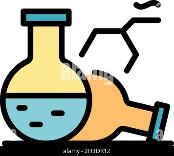 Lab flasks icon. Outline lab flasks vector icon color flat isolated Stock Vector