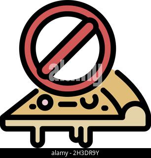 No pizza icon. Outline no pizza vector icon color flat isolated Stock Vector