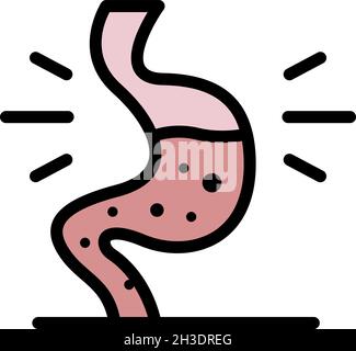 Stomach digestion icon. Outline stomach digestion vector icon color flat isolated Stock Vector