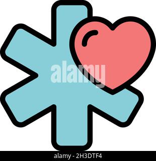 Healthcare medical heart icon. Outline healthcare medical heart vector icon color flat isolated Stock Vector
