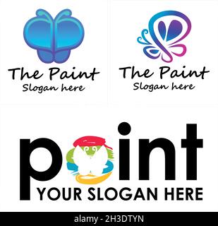 Modern industrial software paint butterfly logo design Stock Vector
