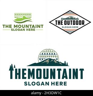 Modern travel park mountain outdoor vacation logo design Stock Vector