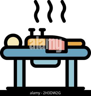 Massage spa cans icon. Outline massage spa cans vector icon color flat isolated Stock Vector