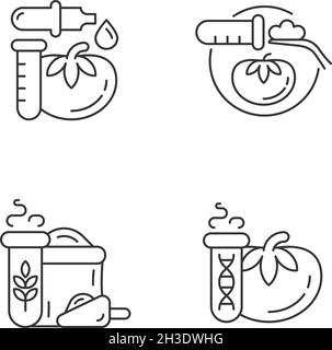 Artificial food additives linear icons set Stock Vector