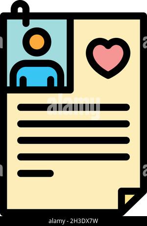 Personal patient card icon. Outline personal patient card vector icon color flat isolated Stock Vector
