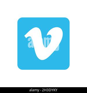Vimeo video player icon logo. Editorial illustration. Vinnitsia, Ukraine, 01.02.2021 Stock Vector
