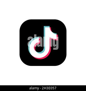 TikTok logo icon isolated on white background. Editorial image. Vinnitsia, Ukraine. Fabruary 01, 2021 Stock Vector