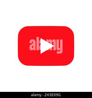 Youtube logo icon isolated on white background. Vinnitsia Ukraine, Fabruary 1, 2021 Stock Vector