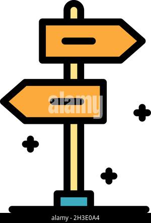 Pillar with pointers icon. Outline pillar with pointers vector icon color flat isolated Stock Vector