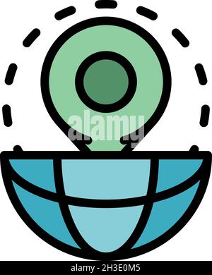 Globe mark icon. Outline globe mark vector icon color flat isolated Stock Vector