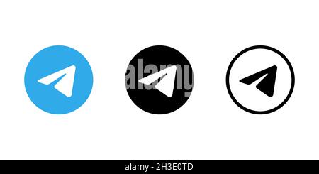 Telegram logo icon isolated on white background. Editorial image. Vinnitsia, Ukraine. Fabruary 01, 2021 Stock Vector